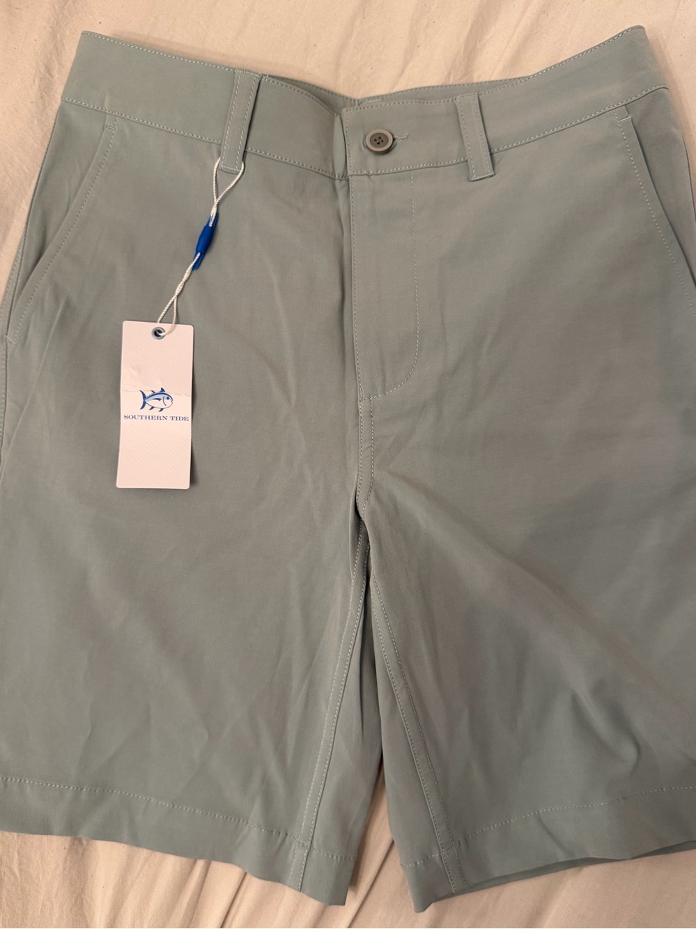 Southern Tide boy’s Seafoam Green Performance Flat-Front Shorts